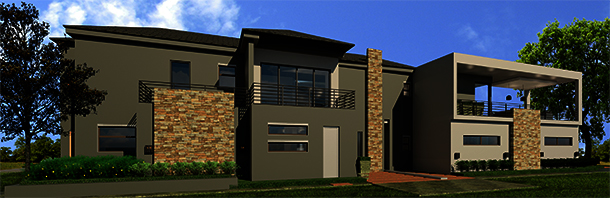 Architectural 3d house modelled for a project in Xanadu Eco-Estate - North West. Side view